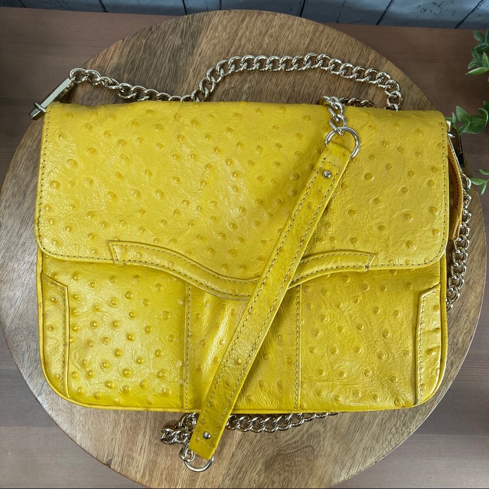 Rebecca Minkoff Ostrich Embossed Beau Clutch Purse